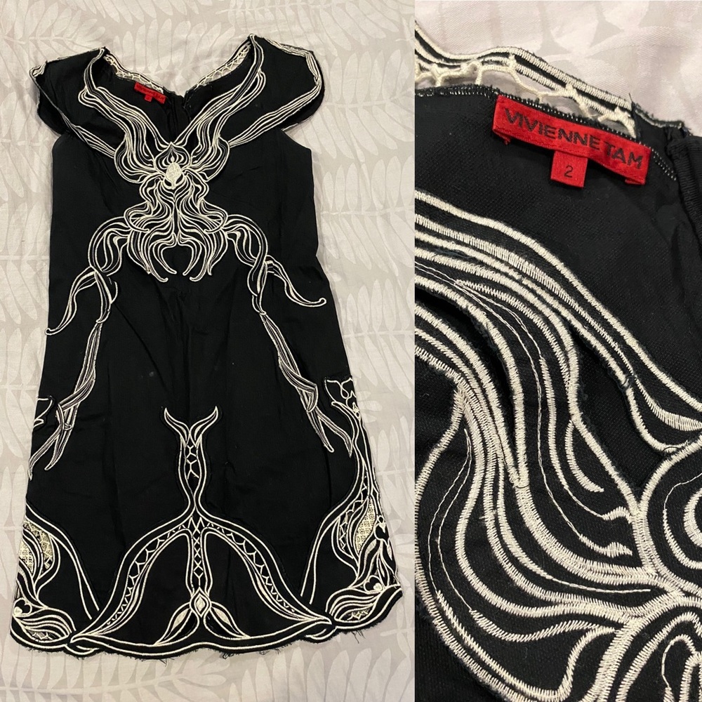 Vivienne Tam Black/White Tribal Print Casual Dress